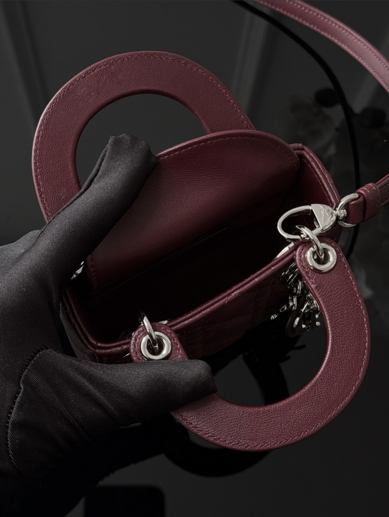 Lady Dior - Micro Burgundy — صورة 9 من 9